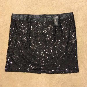 Lane Bryant Black Sequins Skirt 28 NEW